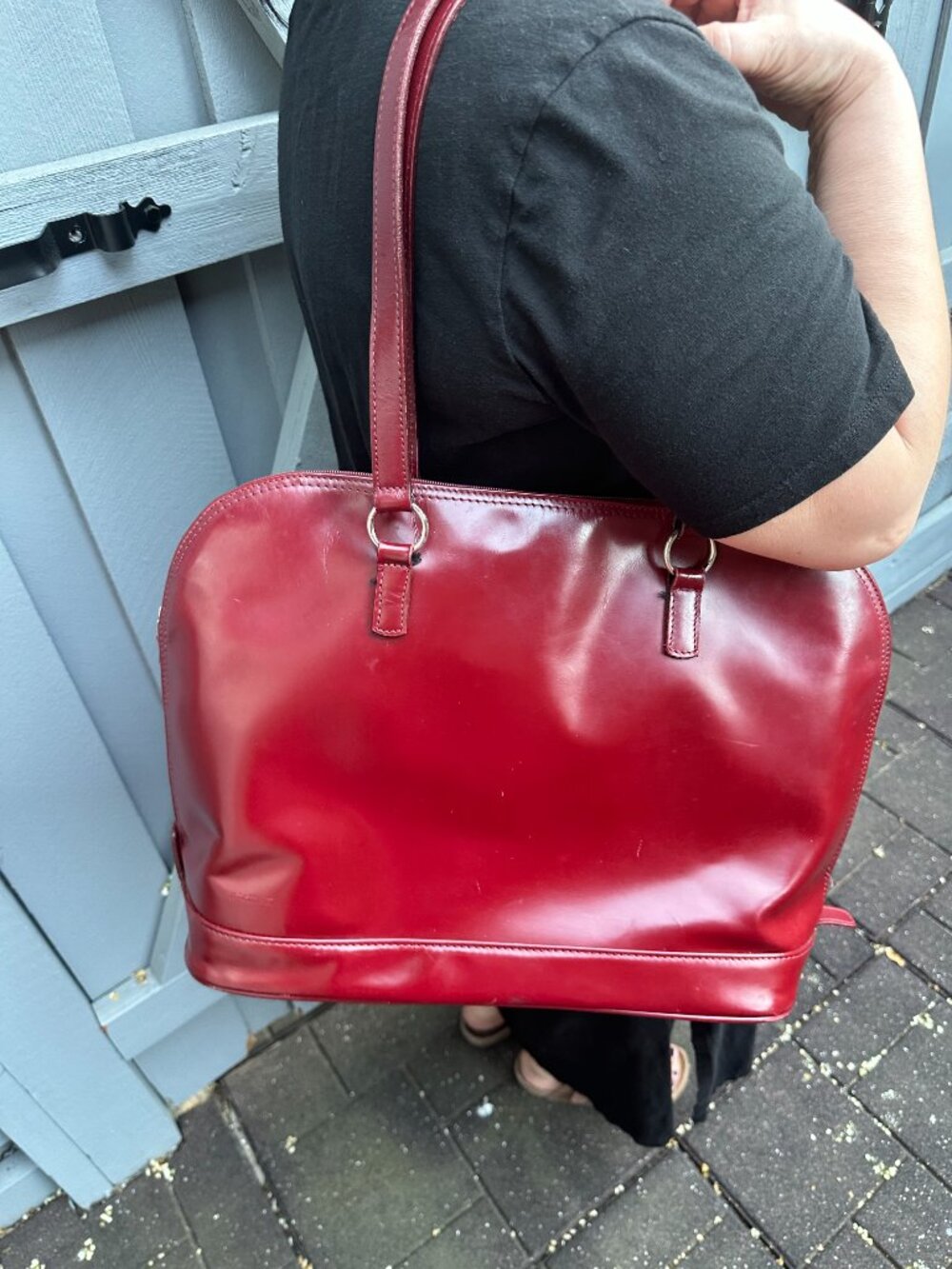 Korchmar Burgundy Top Grain Leather 15" Laptop Work Tote Business Bag Zip Should